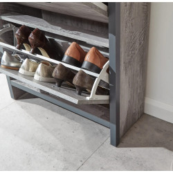 Boston 2 Tier 1 Drawer Shoe Cabinet in Grey bottom
