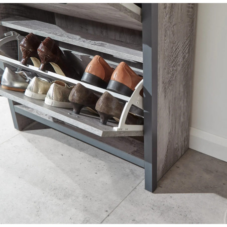 Boston 2 Tier 1 Drawer Shoe Cabinet in Grey bottom