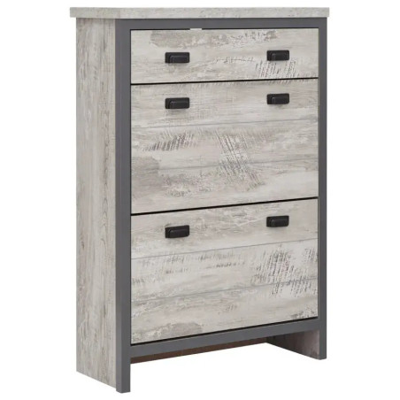 Boston 2 Tier 1 Drawer Shoe Cabinet in Grey closed