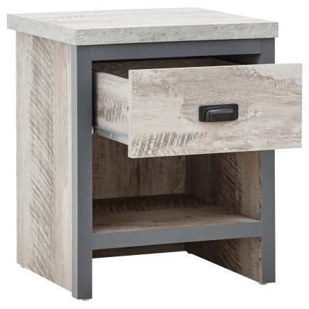 Boston 1 Drawer Lamp Table in Grey opened