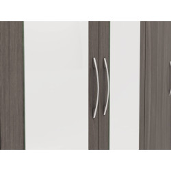Nevada 6 Door 2 Drawer Mirrored Wardrobe Rustic Oak Effect - Home Divine