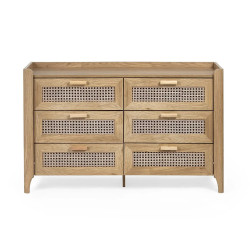 Sydney 6 Drawer Wide Chest light brown front