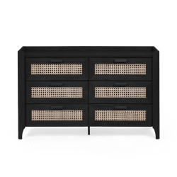 Sydney 6 Drawer Wide Chest black front