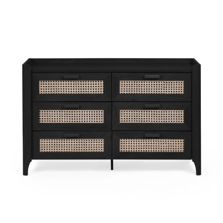 Sydney 6 Drawer Wide Chest black front