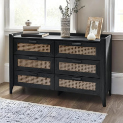 Sydney 6 Drawer Wide Chest black room view
