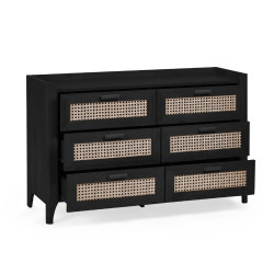 Sydney 6 Drawer Wide Chest black drawers opened