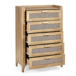 Sydney 5 Drawer Chest light brown opened drawers