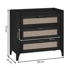 Sydney 3 Drawer Chest black dimensions