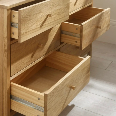 Coxmoor 6 Drawer Chest oak drawer runners