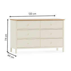Coxmoor 6 Drawer Chest ivory dimensions