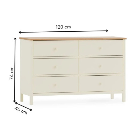 Coxmoor 6 Drawer Chest ivory dimensions