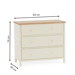 Coxmoor 3 Drawer Chest ivory dimensions