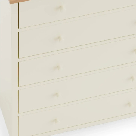 Coxmoor 5 Drawer Wide Chest white  handles