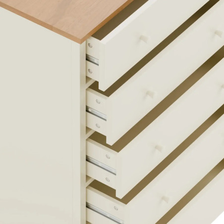 Coxmoor 5 Drawer Wide Chest white opened drawers