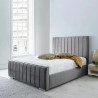 Luxury Winged Panel Plush Upholstered Velvet Bed Frames grey side