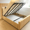 Luxury Winged Panel Ottoman Storage Bed Frames Plush Upholstered Velvet  beige