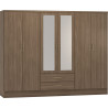 Nevada 6 Door 2 Drawer Mirrored Wardrobe Rustic Oak Effect - Home Divine