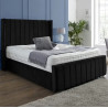 Luxury Winged Panel Ottoman Storage Bed Frames Plush Upholstered Velvet  black closed
