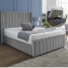 Luxury Winged Panel Ottoman Storage Bed Frames Plush Upholstered Velvet  grey side