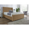 Luxury Winged Panel Plush Upholstered Velvet Bed Frames beige