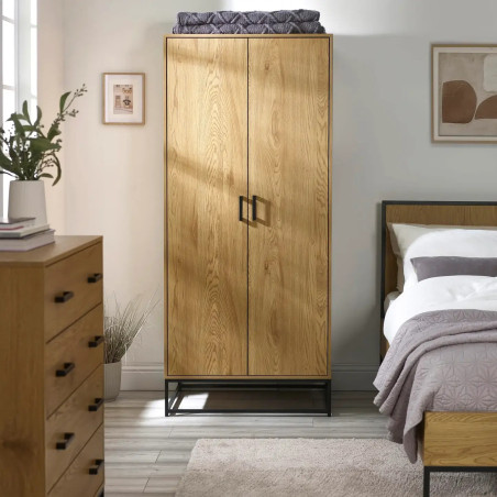 Harlow 2 Door Wardrobe Light Oak Effect room view
