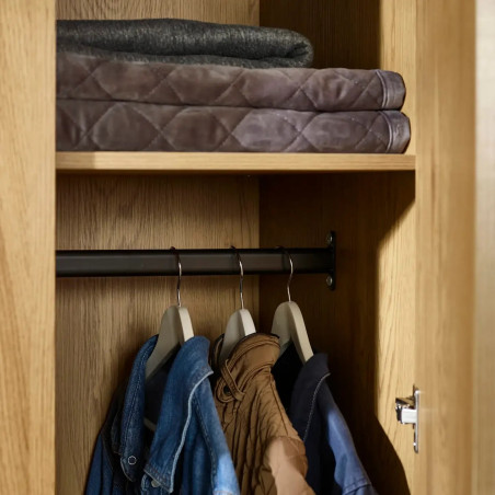 Harlow 2 Door Wardrobe Light Oak Effect handing rail