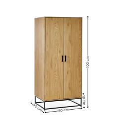Harlow 2 Door Wardrobe Light Oak Effect dimensions