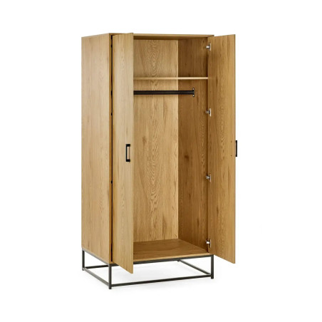 Harlow 2 Door Wardrobe Light Oak Effect open