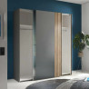 Berno Light Oak and Dark Grey Sliding 2 Door Wardrobe With Mirror opened