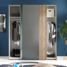 Berno Light Oak and Dark Grey Sliding 2 Door Wardrobe With Mirror hanging rails
