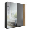 Berno Light Oak and Dark Grey Sliding 2 Door Wardrobe With Mirror side view