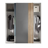 Berno Light Oak and Dark Grey Sliding 2 Door Wardrobe With Mirror with cloths look