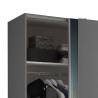 Berno Light Oak and Dark Grey Sliding 2 Door Wardrobe With Mirror top shelf