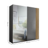 Berno Light Oak and Dark Grey Sliding 2 Door Wardrobe With Mirror dimensions