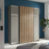 Berno Light Oak and Dark Grey Sliding 2 Door Wardrobe opened