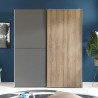 Berno Light Oak and Dark Grey Sliding 2 Door Wardrobe front
