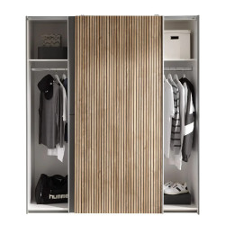 Berno Light Oak and Dark Grey Sliding 2 Door Wardrobe shelves