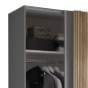 Berno Light Oak and Dark Grey Sliding 2 Door Wardrobe top shelve