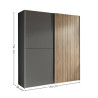 Berno Light Oak and Dark Grey Sliding 2 Door Wardrobe dimensions