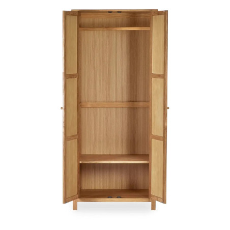 Coxmoor 2 Door Wooden Wardrobe Oak internal view