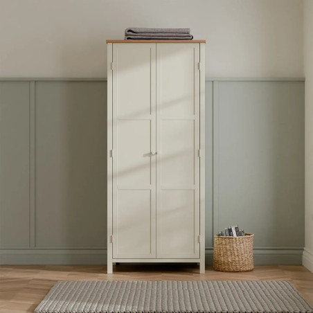 Coxmoor 2 Door Wooden Wardrobe Ivory and Oak