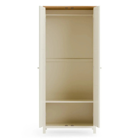 Coxmoor 2 Door Wooden Wardrobe Ivory and Oak opened