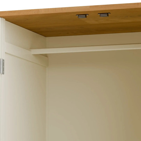 Coxmoor 2 Door Wooden Wardrobe Ivory and Oak top