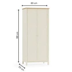 Coxmoor 2 Door Wooden Wardrobe Ivory and Oak dimensions