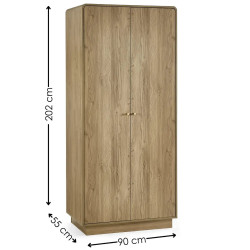 Ingrid 2 Door Wardrobe in Oak Effect dimensions