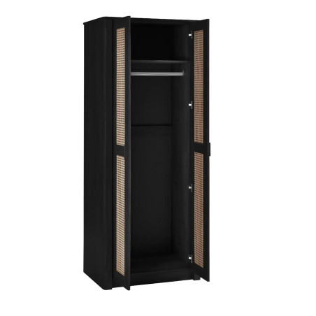 Sydney 2 Door Wardrobe Black opened