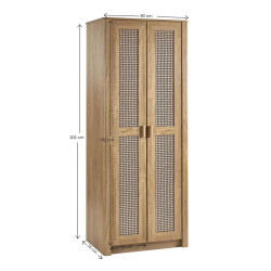 Sydney 2 Door Wardrobe natural oak effect dimensions