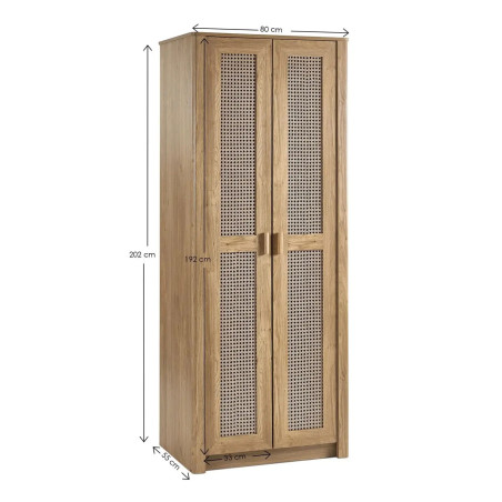 Sydney 2 Door Wardrobe natural oak effect dimensions
