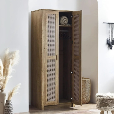 Sydney 2 Door Wardrobe natural oak effect internal view