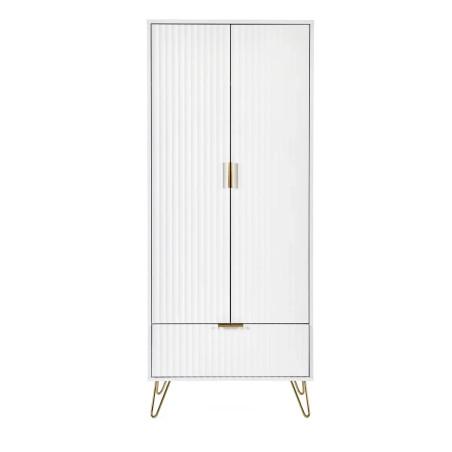 Murano 2 Door 1 Drawer Wardrobe in Matt White front